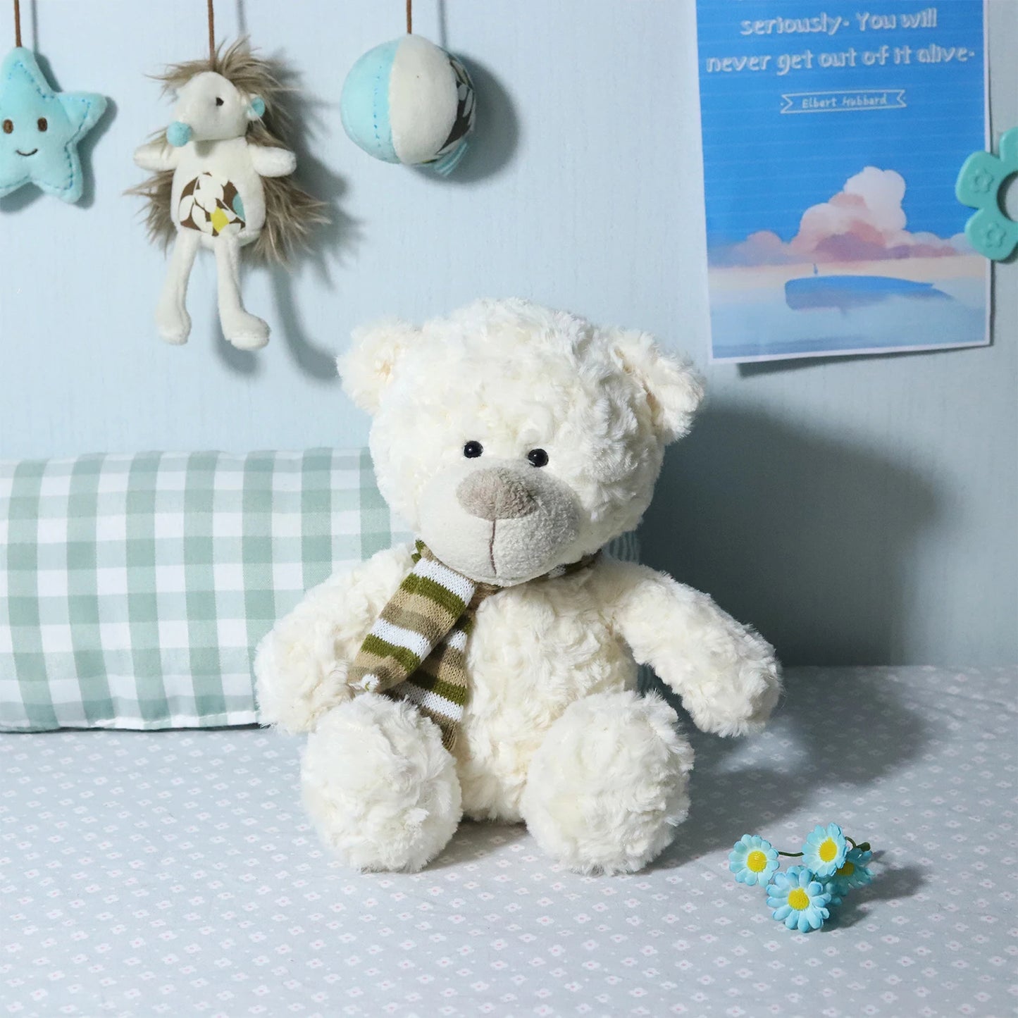 Soft Plush Teddy Bear with Knitted Scarf