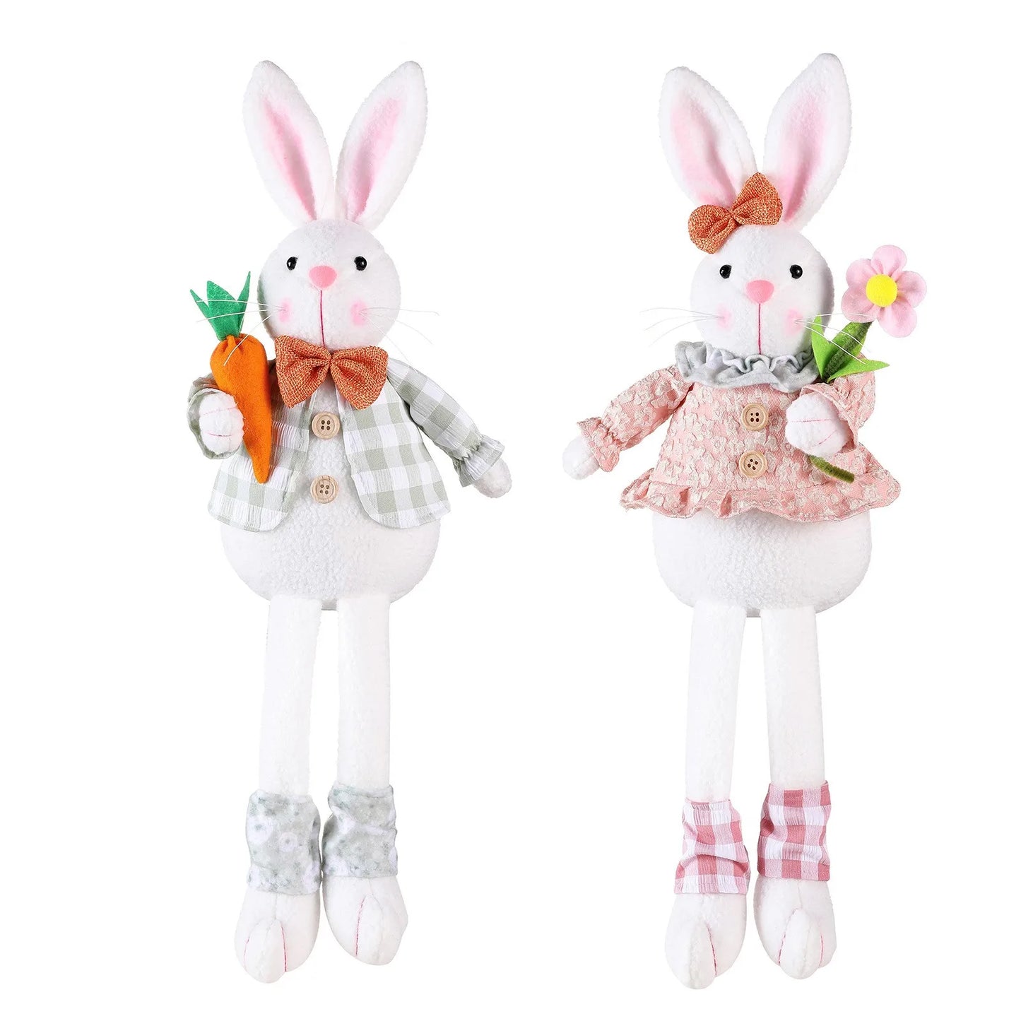 Elegant Easter Bunny Couple Figurine Decor