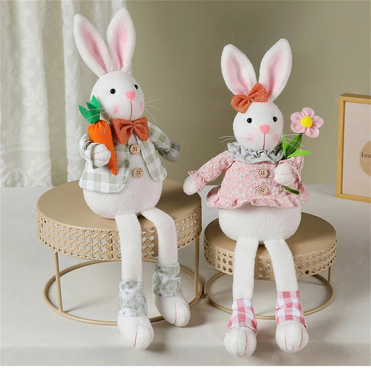 Elegant Easter Bunny Couple Figurine Decor