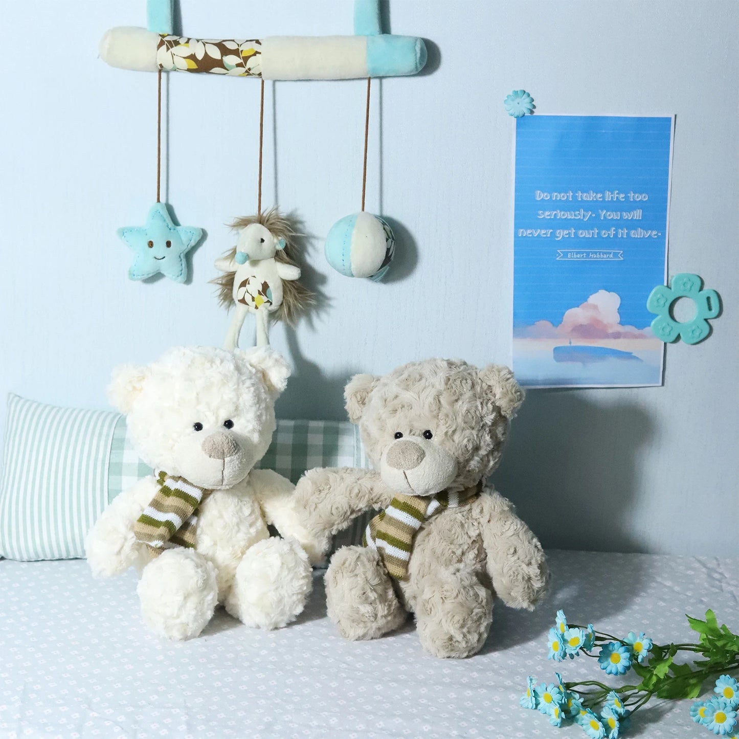 Soft Plush Teddy Bear with Knitted Scarf