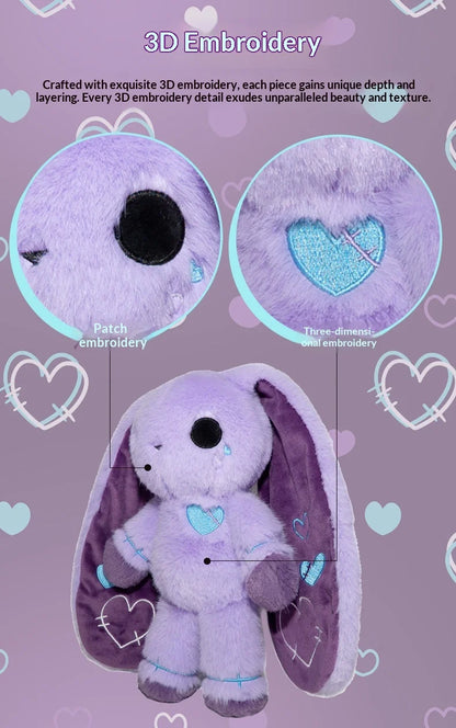 Purple Long Ear Bunny Plush