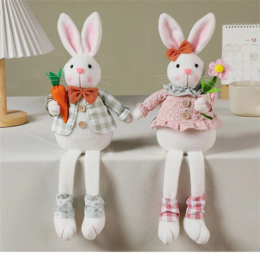 Elegant Easter Bunny Couple Figurine Decor