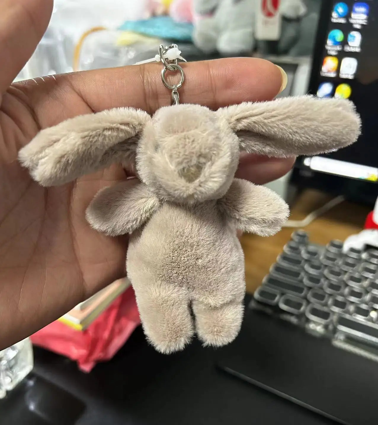 Fluffy Bunny Keychain Charm