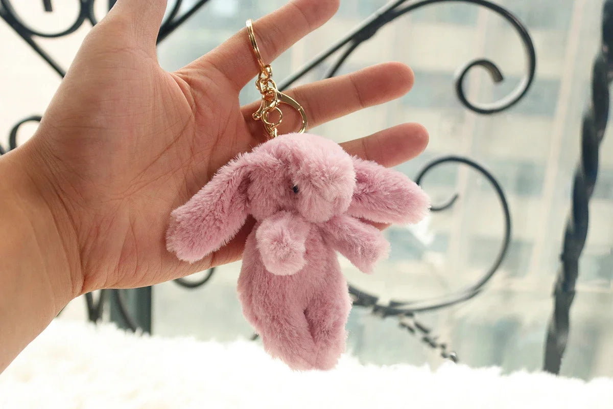 Fluffy Bunny Keychain Charm